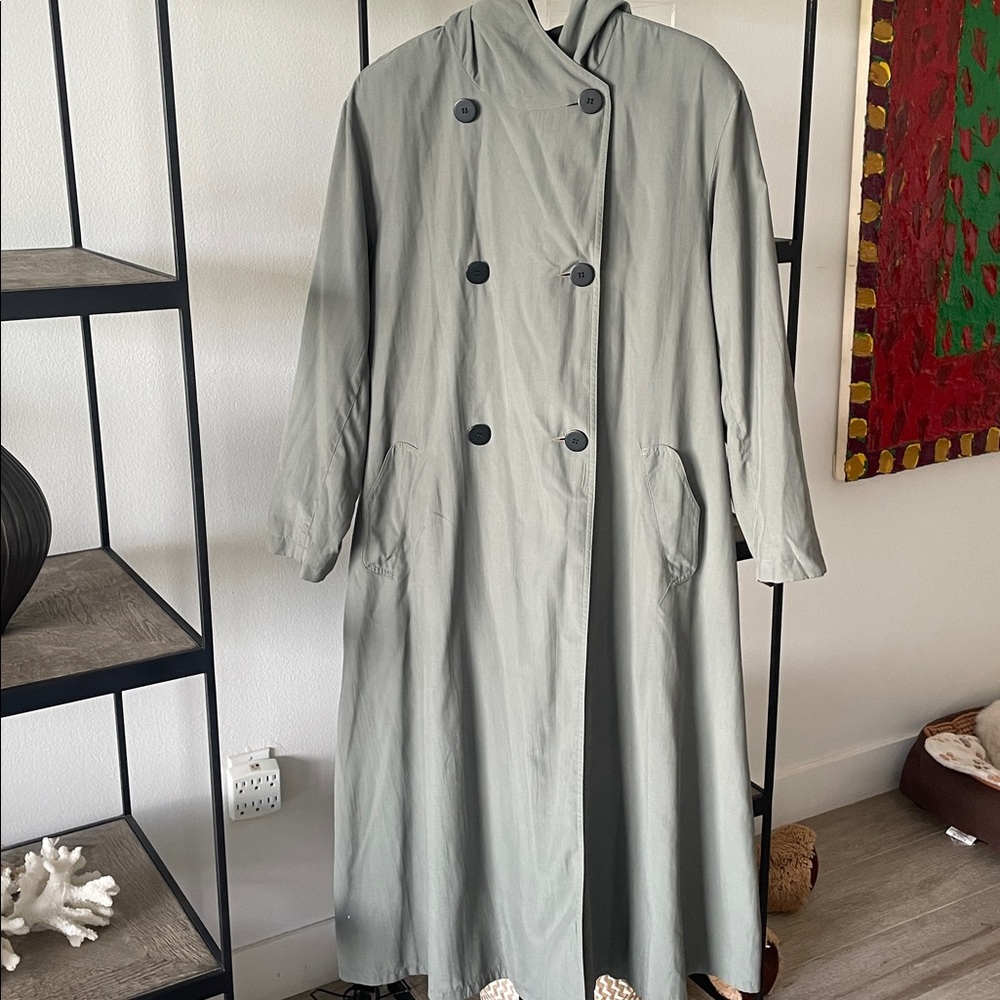 Double-Breasted Gray Trench Coat